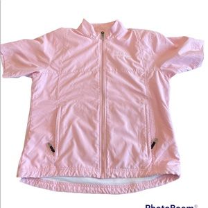Medium adidas short sleeve zip up pink wind breaker